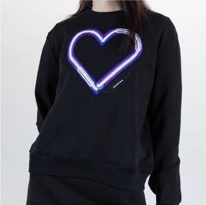 Carven Black Electri Heart Sweatshirt Size XS